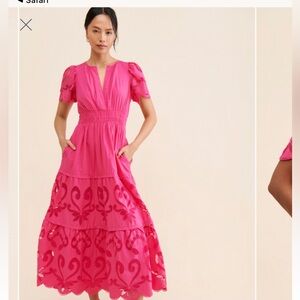 Anthropologie Somerset Maxi Dress Cutwork Edition - Pink Size Small